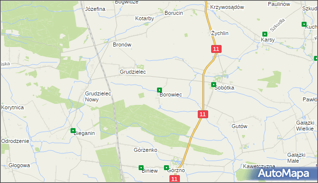 mapa Borowiec gmina Ostrów Wielkopolski, Borowiec gmina Ostrów Wielkopolski na mapie Targeo