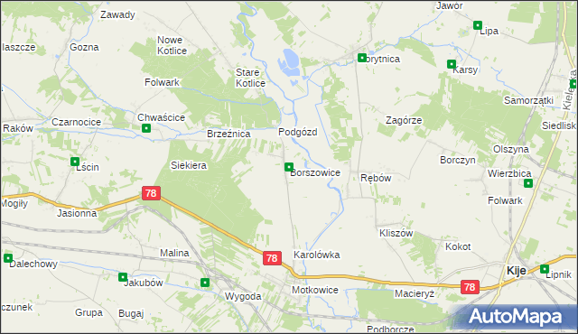 mapa Borszowice gmina Imielno, Borszowice gmina Imielno na mapie Targeo