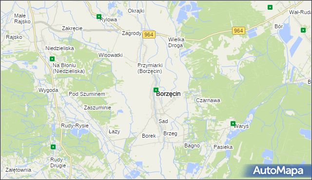 mapa Borzęcin powiat brzeski, Borzęcin powiat brzeski na mapie Targeo