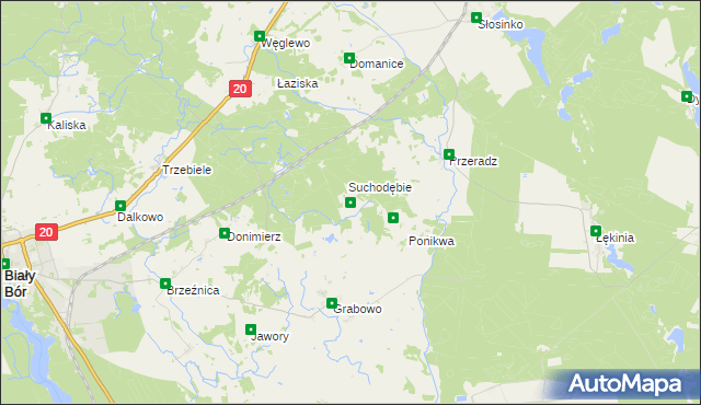 mapa Borzęcino gmina Biały Bór, Borzęcino gmina Biały Bór na mapie Targeo