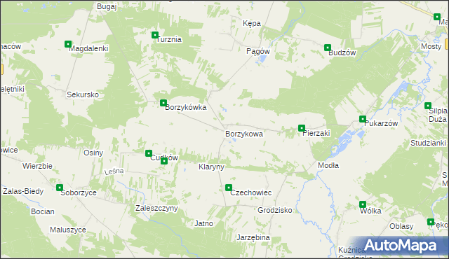 mapa Borzykowa gmina Żytno, Borzykowa gmina Żytno na mapie Targeo