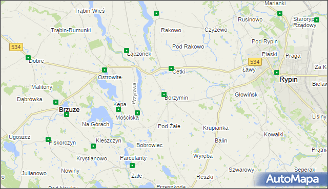 mapa Borzymin, Borzymin na mapie Targeo