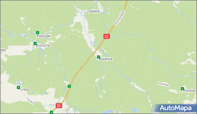 mapa Bożanka, Bożanka na mapie Targeo