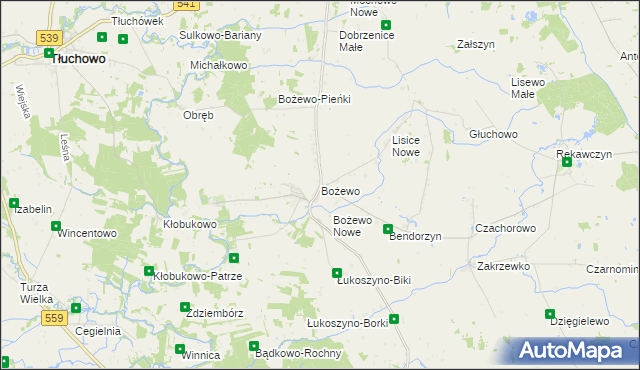 mapa Bożewo gmina Mochowo, Bożewo gmina Mochowo na mapie Targeo