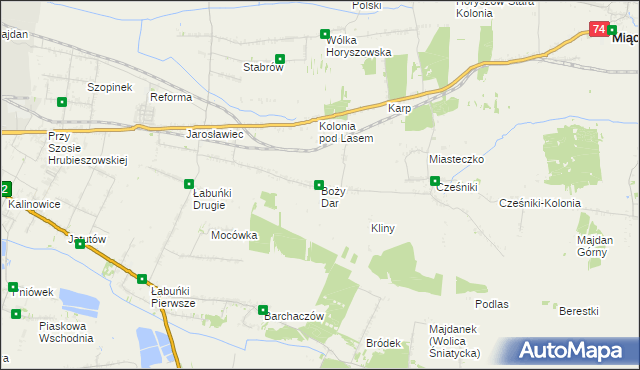 mapa Boży Dar gmina Sitno, Boży Dar gmina Sitno na mapie Targeo