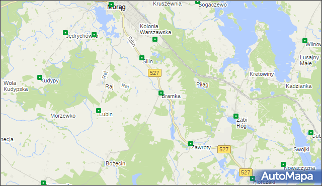 mapa Bramka gmina Morąg, Bramka gmina Morąg na mapie Targeo