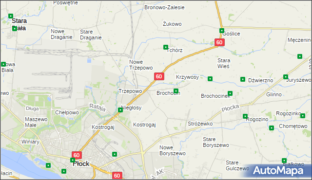 mapa Brochocin gmina Radzanowo, Brochocin gmina Radzanowo na mapie Targeo