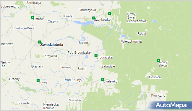 mapa Brodniczka gmina Świedziebnia, Brodniczka gmina Świedziebnia na mapie Targeo