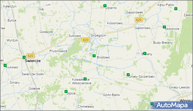 mapa Brodowo gmina Świercze, Brodowo gmina Świercze na mapie Targeo