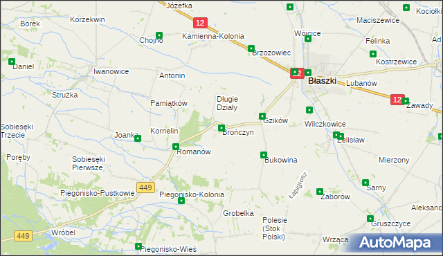 mapa Brończyn, Brończyn na mapie Targeo