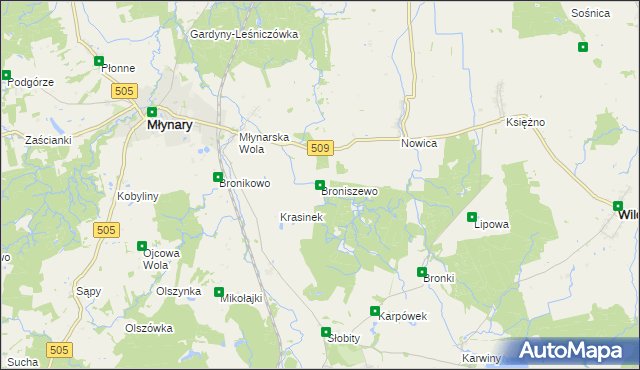 mapa Broniszewo gmina Młynary, Broniszewo gmina Młynary na mapie Targeo