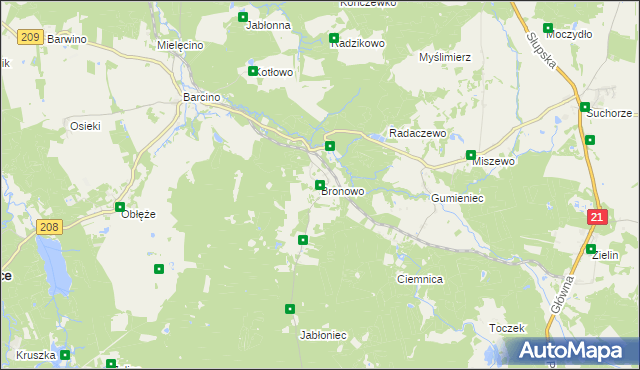 mapa Bronowo gmina Kępice, Bronowo gmina Kępice na mapie Targeo