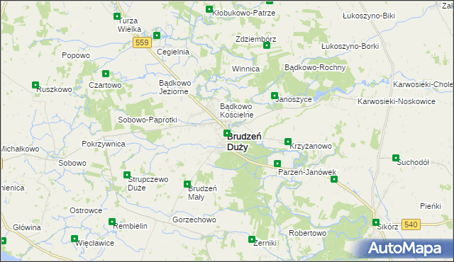 mapa Brudzeń Duży, Brudzeń Duży na mapie Targeo