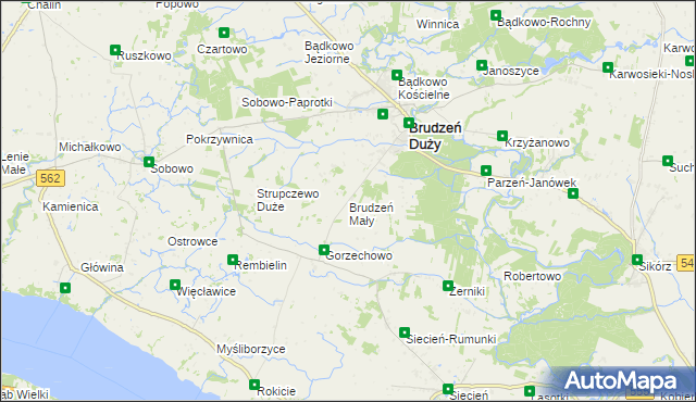 mapa Brudzeń Mały, Brudzeń Mały na mapie Targeo