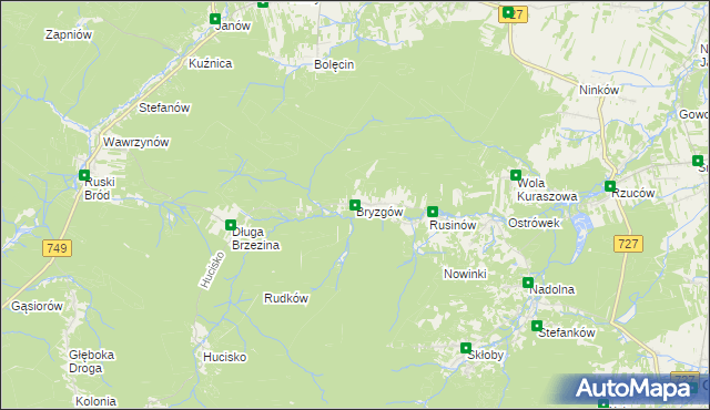 mapa Bryzgów, Bryzgów na mapie Targeo