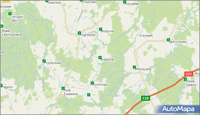 mapa Brzezina gmina Tolkmicko, Brzezina gmina Tolkmicko na mapie Targeo