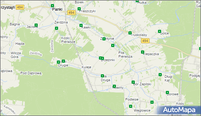 mapa Brzezinki gmina Wręczyca Wielka, Brzezinki gmina Wręczyca Wielka na mapie Targeo