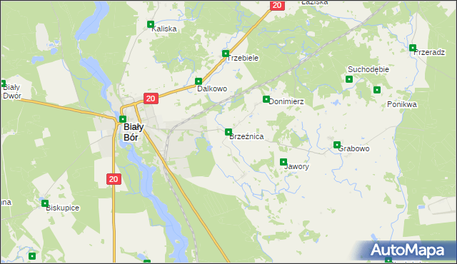 mapa Brzeźnica gmina Biały Bór, Brzeźnica gmina Biały Bór na mapie Targeo