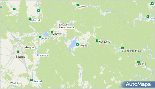 mapa Brzeźno gmina Śliwice, Brzeźno gmina Śliwice na mapie Targeo