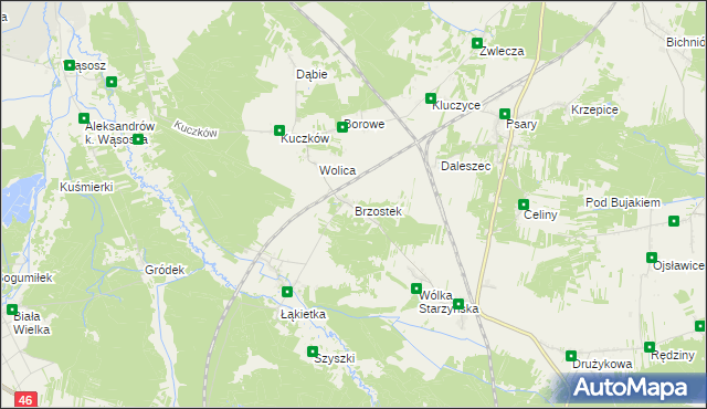 mapa Brzostek gmina Szczekociny, Brzostek gmina Szczekociny na mapie Targeo