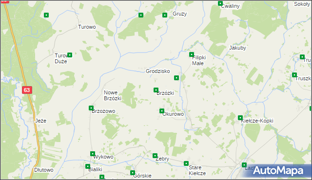 mapa Brzózki gmina Kolno, Brzózki gmina Kolno na mapie Targeo