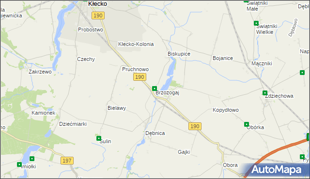 mapa Brzozogaj gmina Kłecko, Brzozogaj gmina Kłecko na mapie Targeo