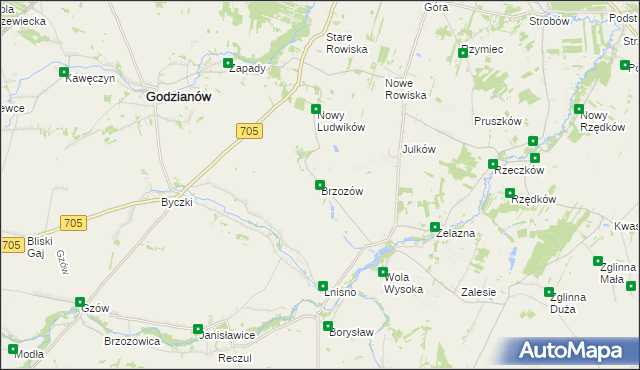 mapa Brzozów gmina Skierniewice, Brzozów gmina Skierniewice na mapie Targeo