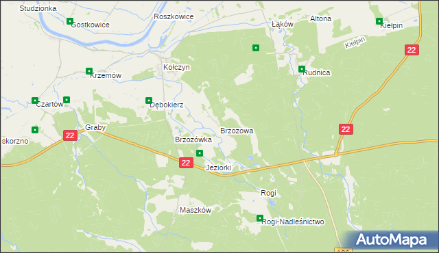 mapa Brzozowa gmina Krzeszyce, Brzozowa gmina Krzeszyce na mapie Targeo