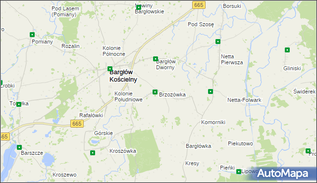 mapa Brzozówka gmina Bargłów Kościelny, Brzozówka gmina Bargłów Kościelny na mapie Targeo