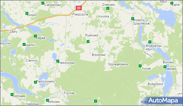 mapa Brzozowo gmina Lipnica, Brzozowo gmina Lipnica na mapie Targeo