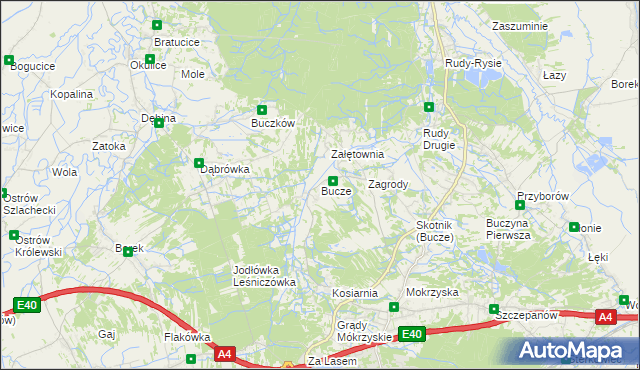 mapa Bucze gmina Brzesko, Bucze gmina Brzesko na mapie Targeo