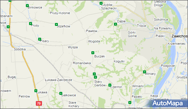 mapa Buczek gmina Dwikozy, Buczek gmina Dwikozy na mapie Targeo