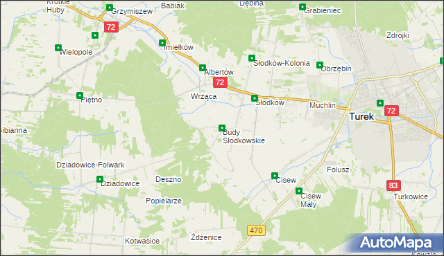 mapa Budy Słodkowskie, Budy Słodkowskie na mapie Targeo