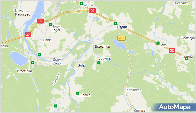 mapa Budynia, Budynia na mapie Targeo