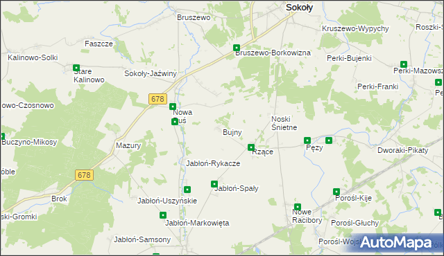 mapa Bujny gmina Sokoły, Bujny gmina Sokoły na mapie Targeo