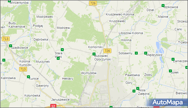 mapa Bukowiec Opoczyński, Bukowiec Opoczyński na mapie Targeo