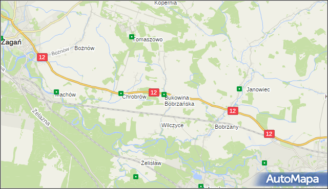 mapa Bukowina Bobrzańska, Bukowina Bobrzańska na mapie Targeo