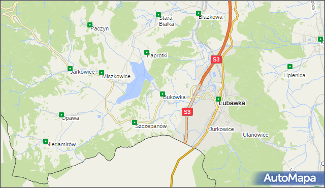 mapa Bukówka gmina Lubawka, Bukówka gmina Lubawka na mapie Targeo