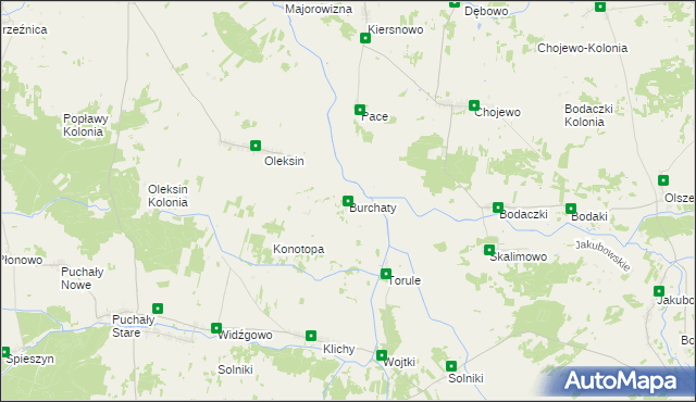 mapa Burchaty, Burchaty na mapie Targeo