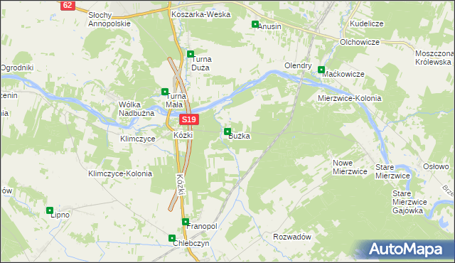 mapa Bużka, Bużka na mapie Targeo