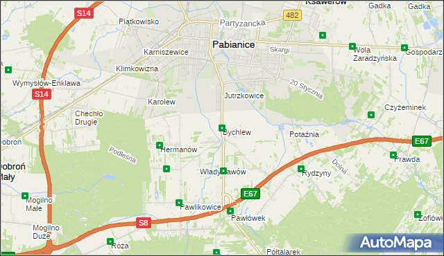 mapa Bychlew, Bychlew na mapie Targeo