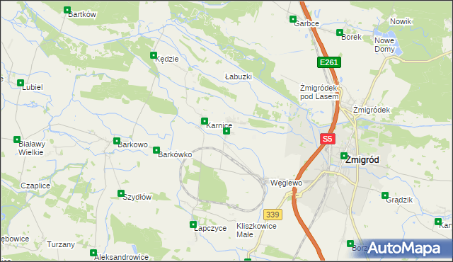 mapa Bychowo gmina Żmigród, Bychowo gmina Żmigród na mapie Targeo