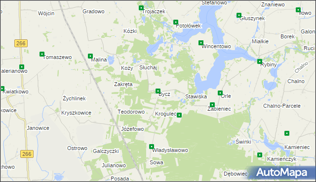 mapa Bycz gmina Piotrków Kujawski, Bycz gmina Piotrków Kujawski na mapie Targeo