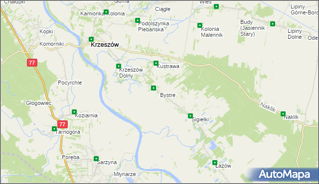 mapa Bystre gmina Krzeszów, Bystre gmina Krzeszów na mapie Targeo