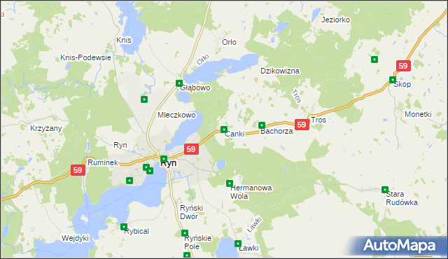 mapa Canki, Canki na mapie Targeo