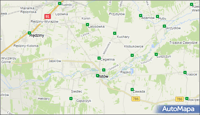 mapa Cegielnia gmina Mstów, Cegielnia gmina Mstów na mapie Targeo