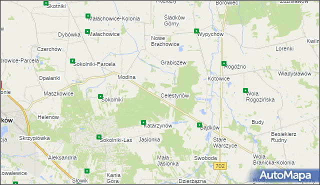 mapa Celestynów gmina Ozorków, Celestynów gmina Ozorków na mapie Targeo
