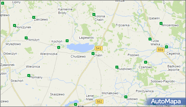 mapa Chalin gmina Dobrzyń nad Wisłą, Chalin gmina Dobrzyń nad Wisłą na mapie Targeo