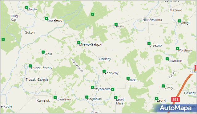 mapa Chełchy gmina Grabowo, Chełchy gmina Grabowo na mapie Targeo