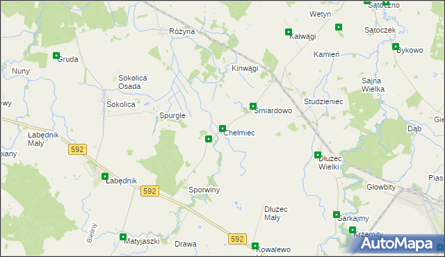 mapa Chełmiec gmina Sępopol, Chełmiec gmina Sępopol na mapie Targeo